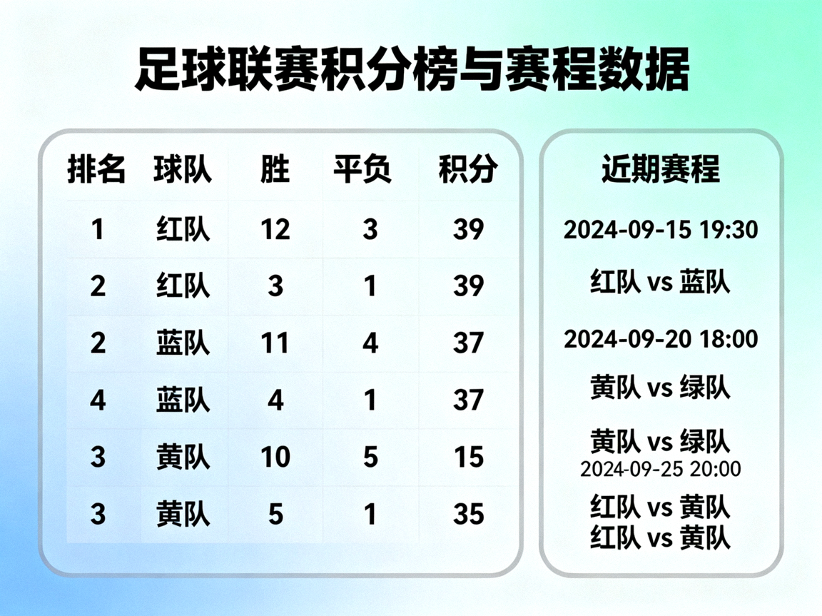 足球联赛积分榜与赛程数据展示的画面