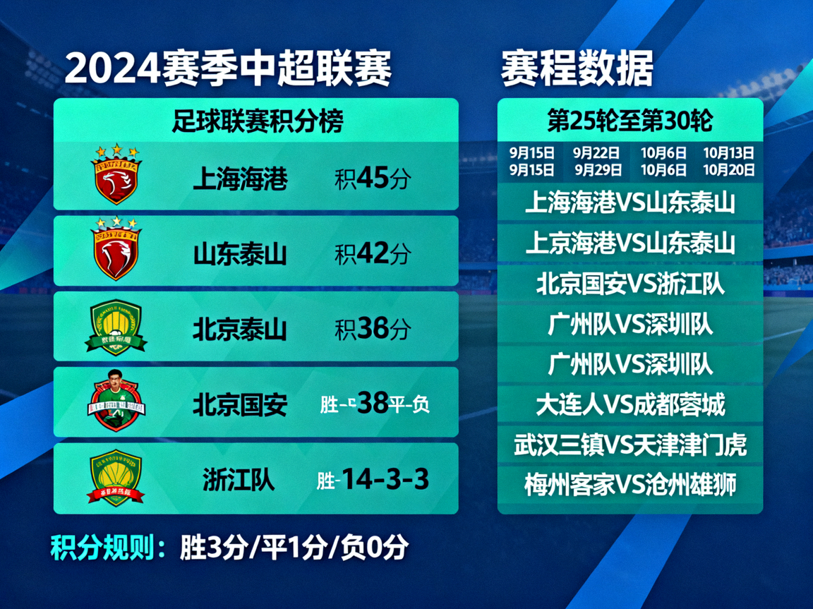 足球联赛积分榜与赛程数据展示的画面
